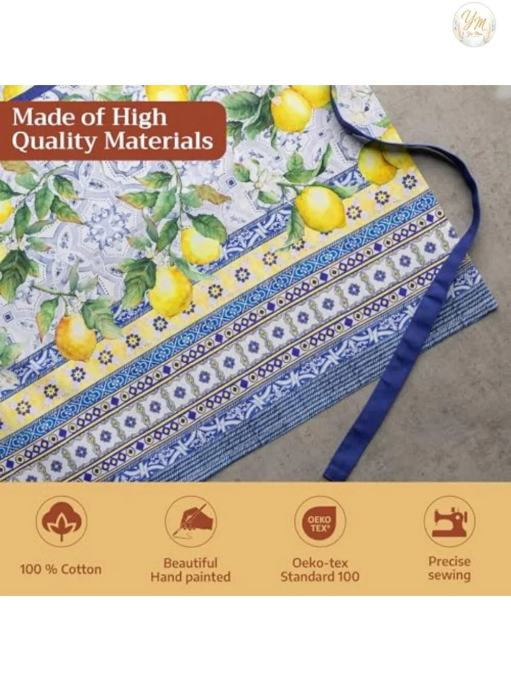100% Cotton Bib Apron with Pocket Adjustable Neck Cooking Gardening